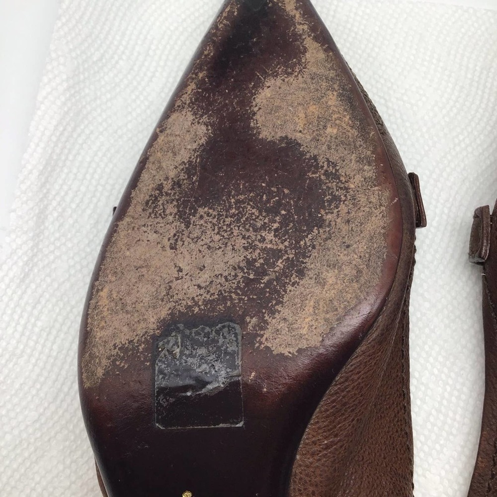 PRADA brown leather low heel strap pumps women’s size 39.5 - Picture 11 of 16